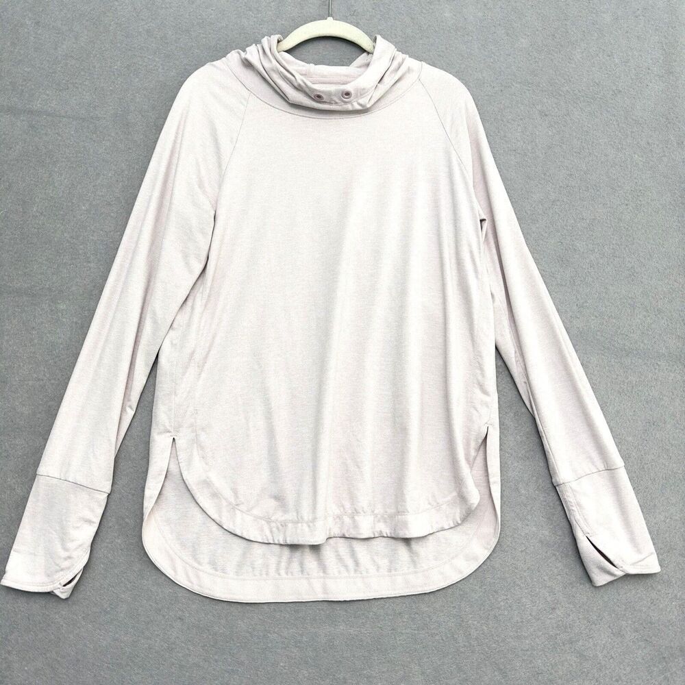 Athleta Hoodie Sweatshirt Uptempo Sz Medium Light Pink Long Relaxed Soft Hiking - Picture 2 of 12